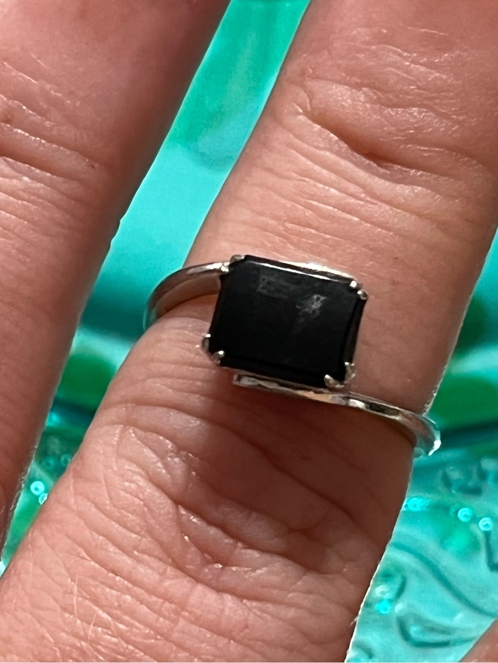 Vintage Joseph Esposito Sterling Silver 925 Black Onyx Emerald Cut Size 5.5